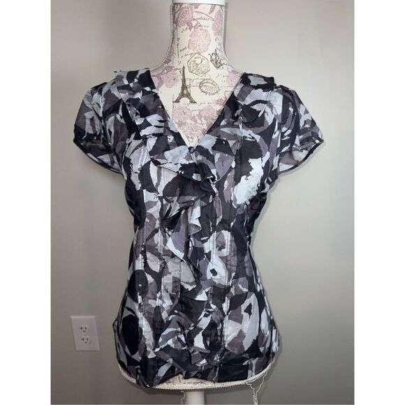 BANANA REPUBLIC Pink Scoop Neck Collared Cap Sleeve Sleeveless BLOUSE Top S - Picture 1 of 5